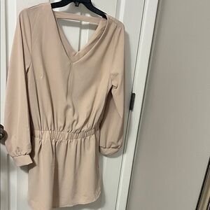 Elegant Beige Long Sleeve Dress